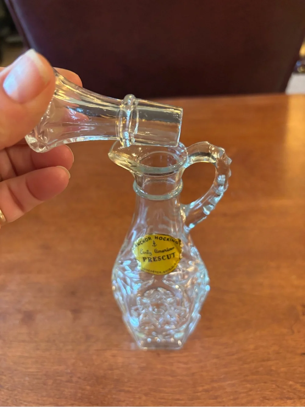 vintage Anchor Hocking Early American Prescut clear glass oil or vinegar cruet
